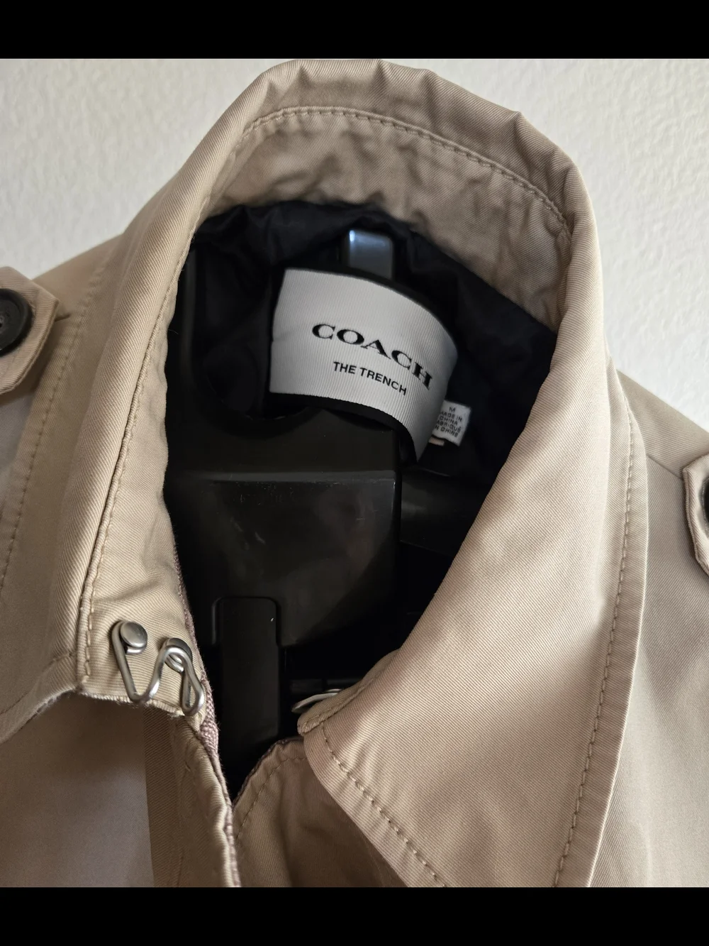 Coach Khaki Short Double-Breasted Trench Coat with Belt